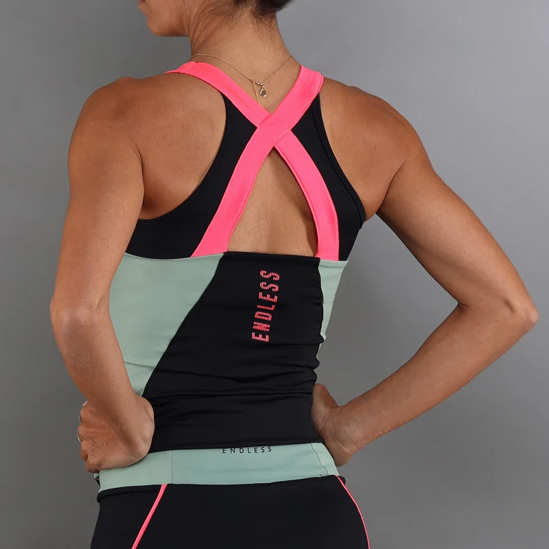 Grace Tank-Top Damen-Schwarz,Grün
