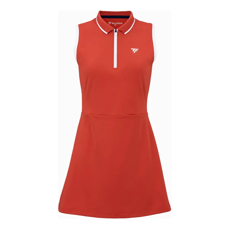 Tech Kleid Damen - rotorange, weiß