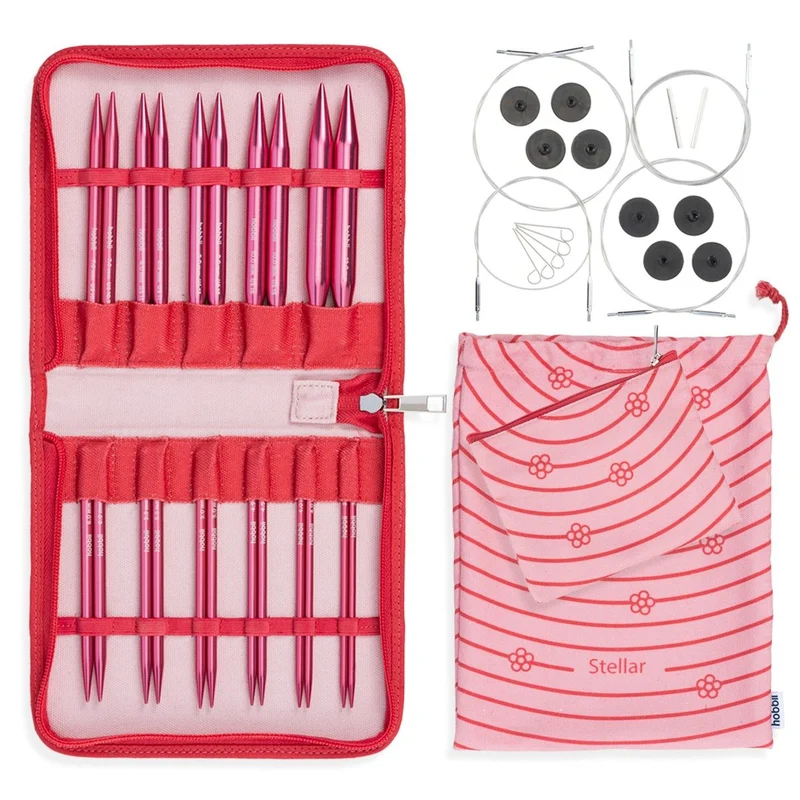 Stellar austauschbares Rundstricknadel-Set Deluxe – Coral