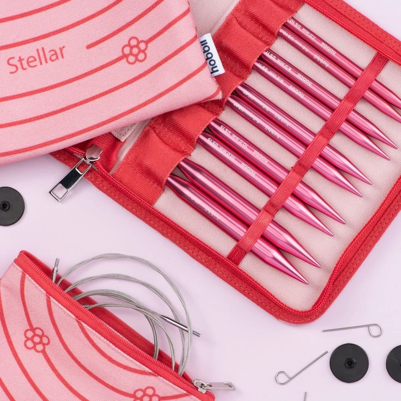 Stellar austauschbares Rundstricknadel-Set Deluxe – Coral