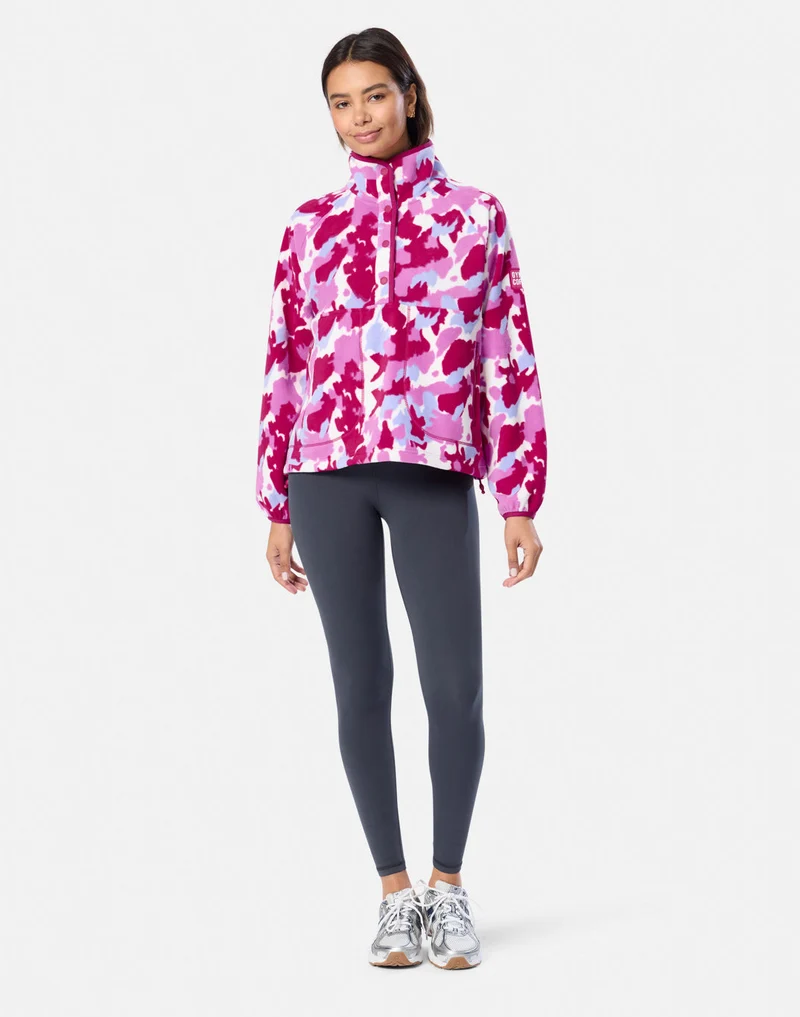 Gym+Coffee Snap Polar Fleece (Ladies) - Pink Pop Print