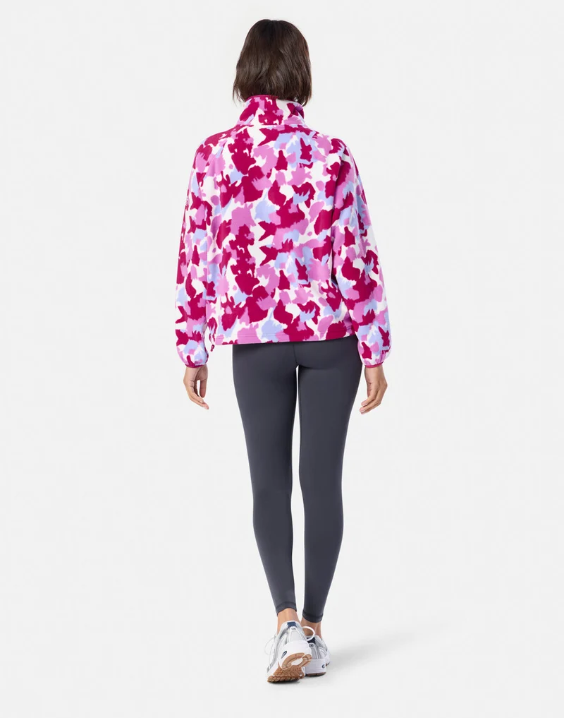 Gym+Coffee Snap Polar Fleece (Ladies) - Pink Pop Print