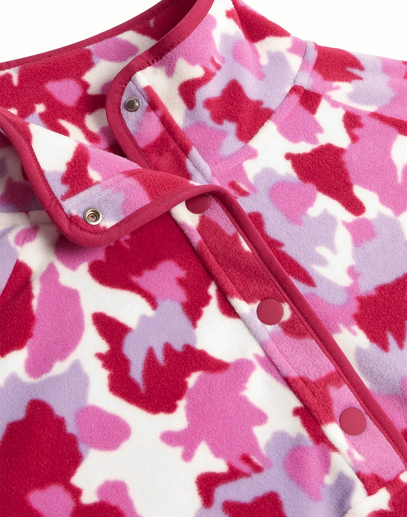 Gym+Coffee Snap Polar Fleece (Ladies) - Pink Pop Print