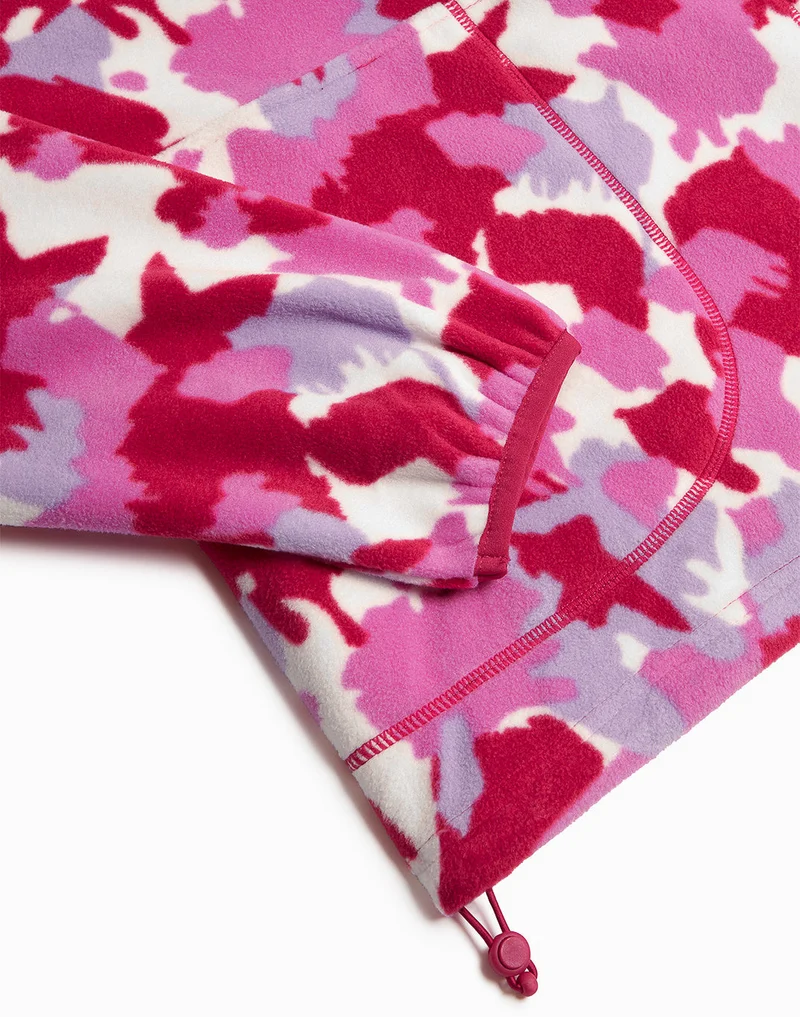 Gym+Coffee Snap Polar Fleece (Ladies) - Pink Pop Print
