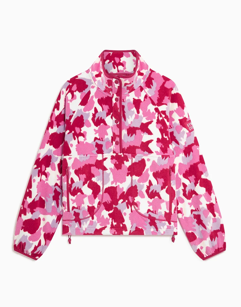 Gym+Coffee Snap Polar Fleece (Ladies) - Pink Pop Print