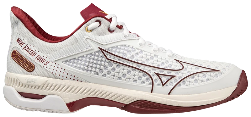 Mizuno Wave Exceed Tour 5 AC Women Padel Shoes (White/Cabernet/Papyrus)