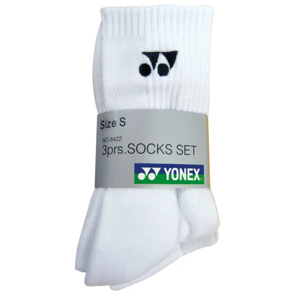 Yonex 3-Pack Long Sports Socks White 8422