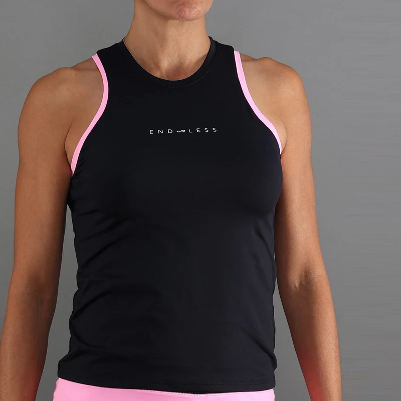 ESSENTIAL Tank-Top Damen - schwarz, pink