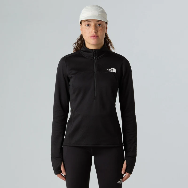 Winter Warm Pro 1/4 Zip Laufshirt Damen - schwarz