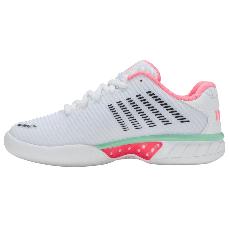 K-Swiss Hypercourt Express 2 Carpet Court Tennis Shoe (Ladies) - White/Neon Pastel Pink/Black