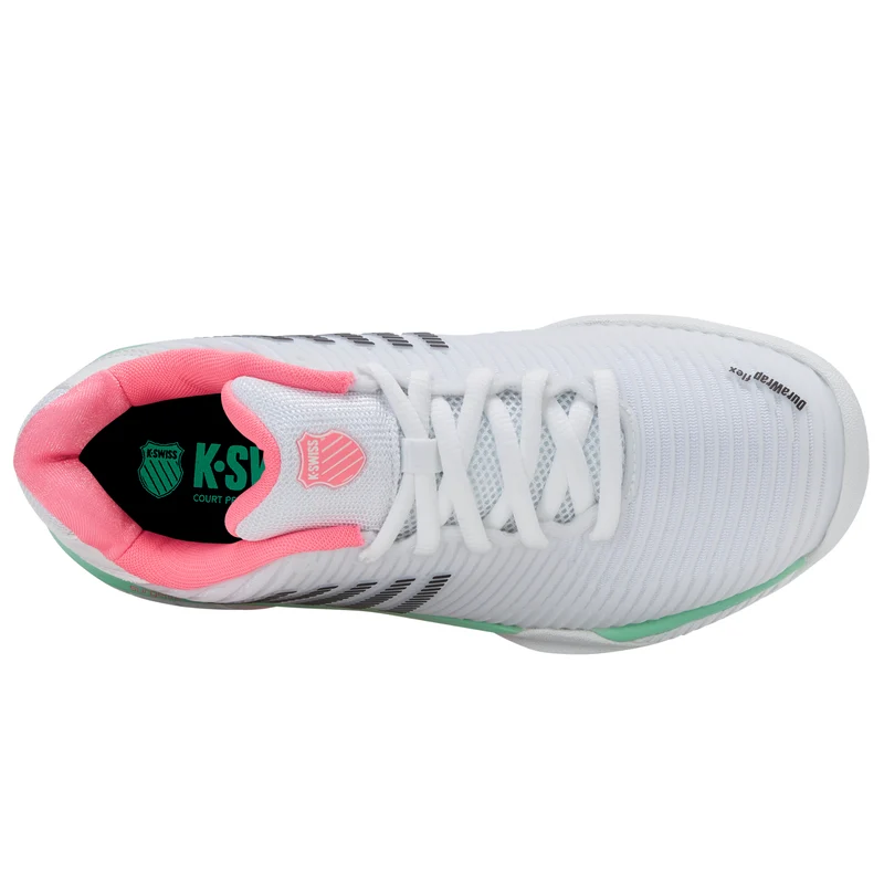 K-Swiss Hypercourt Express 2 Carpet Court Tennis Shoe (Ladies) - White/Neon Pastel Pink/Black