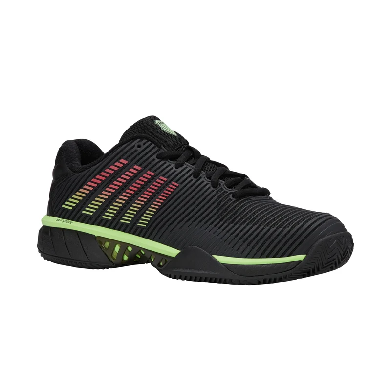 K-Swiss Hypercourt Express 2 Clay Court Tennis Shoe (Mens) - Black/Soft Neon Green/Neon Lava