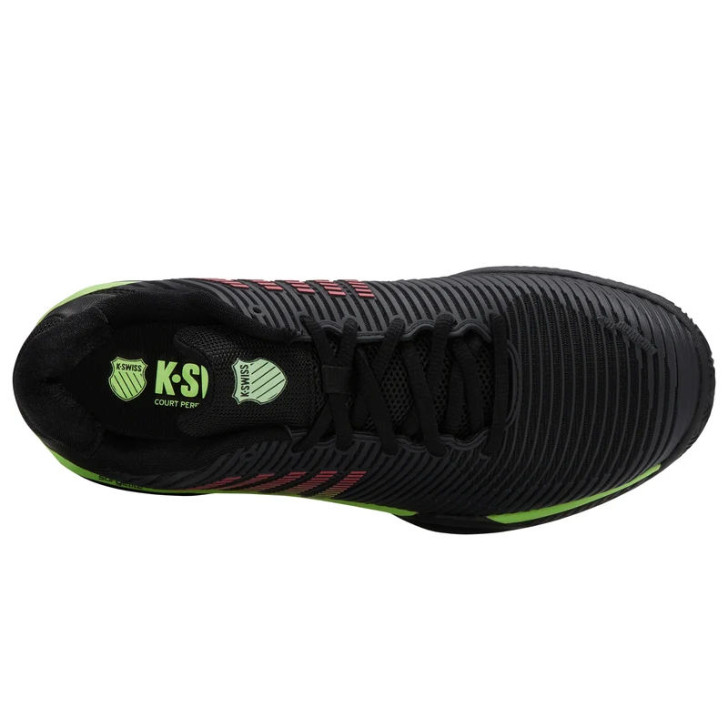 K-Swiss Hypercourt Express 2 Clay Court Tennis Shoe (Mens) - Black/Soft Neon Green/Neon Lava