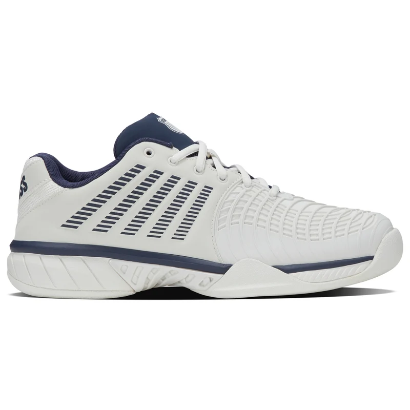 K-Swiss Express Light 3 Carpet Court Tennis Shoes (Mens) - Blanc de Blanc/Naval Academy