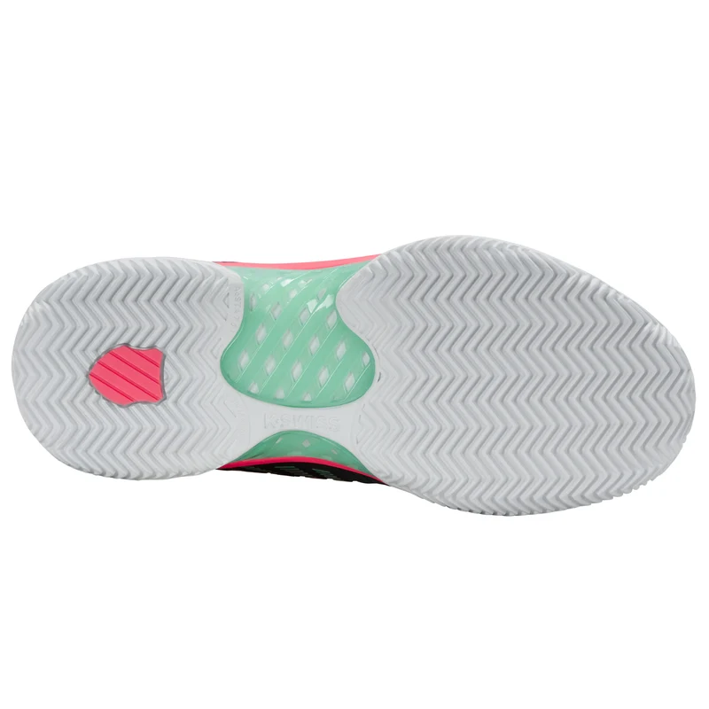 K-Swiss Hypercourt Express 2 Clay Court Tennis Shoe (Ladies) - Black/White/Neon Mint