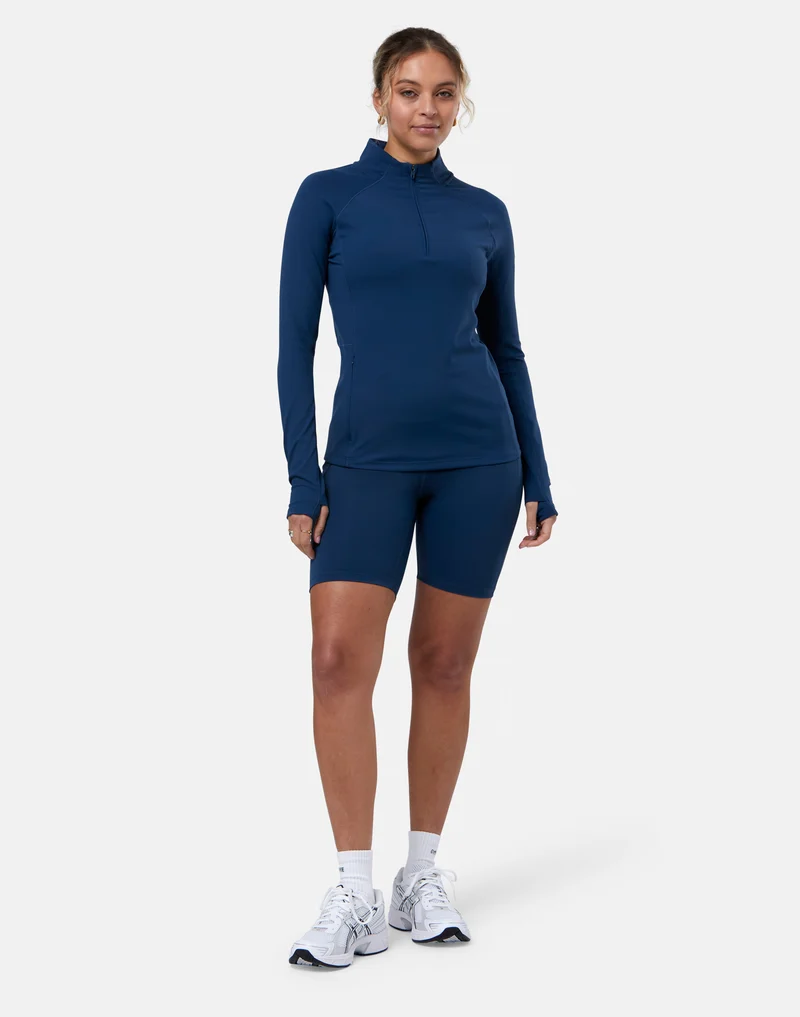 Gym+Coffee Relentless 1/4 Zip (Ladies) - Petrol Blue
