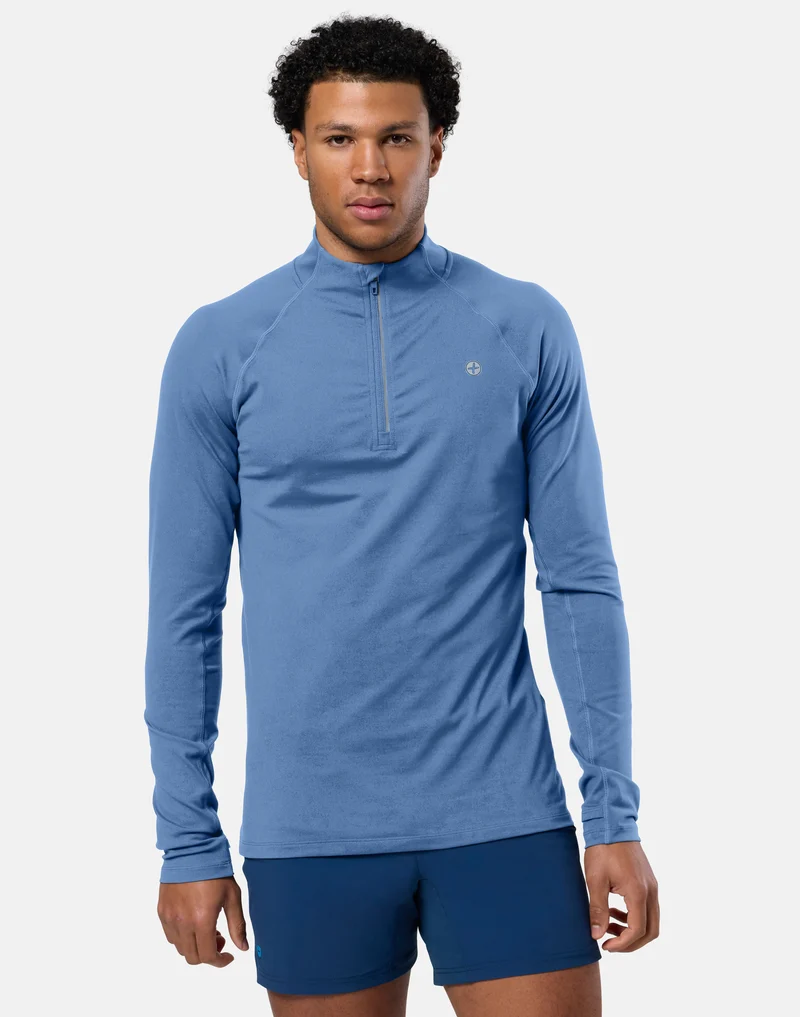 Gym+Coffee Relentless 1/4 Zip (Mens) - Oasis Blue