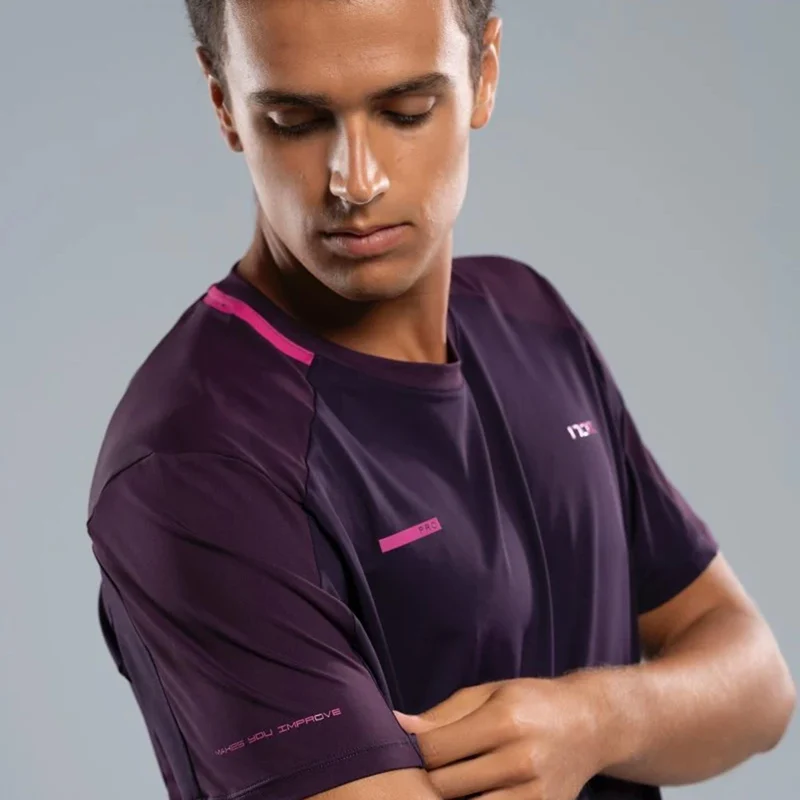 Pro T-Shirt Herren-schwarz,berry