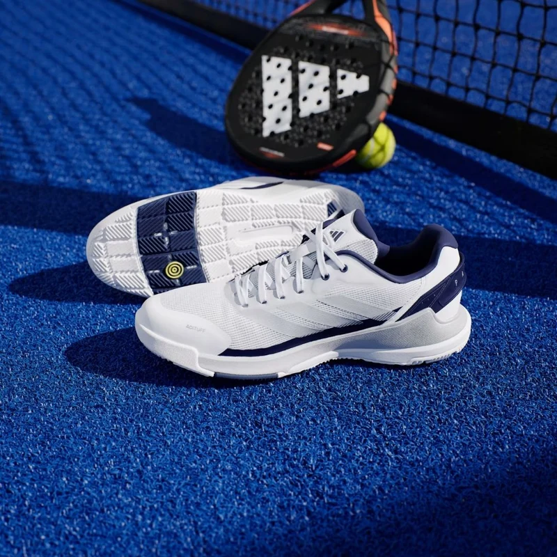 Adidas Crazyquick LS Men Padel Shoes (Cloud White/Silver Metallic/Dark Blue)