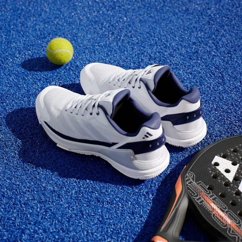 Adidas Crazyquick LS Men Padel Shoes (Cloud White/Silver Metallic/Dark Blue)