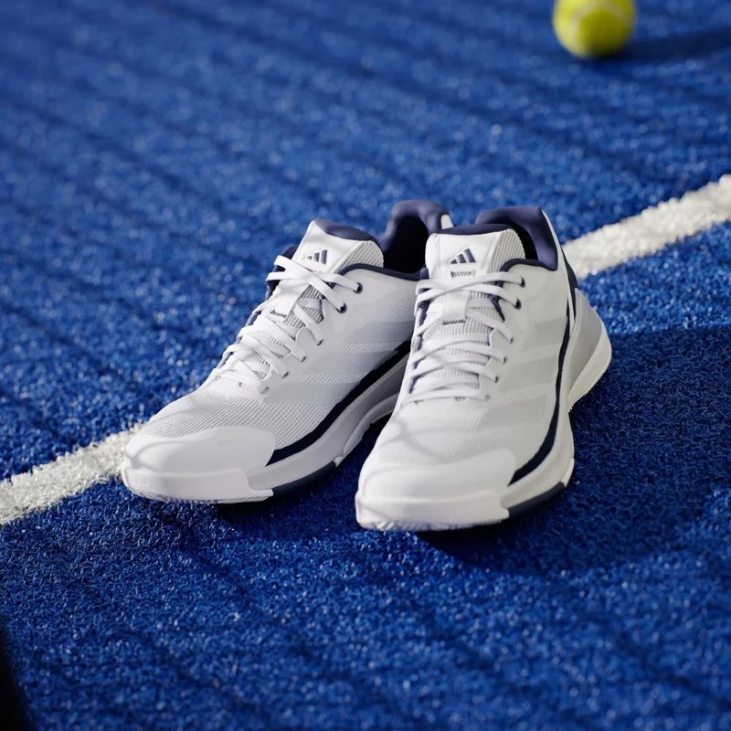 Adidas Crazyquick LS Men Padel Shoes (Cloud White/Silver Metallic/Dark Blue)
