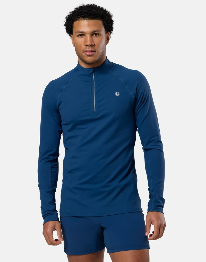 Gym+Coffee Relentless 1/4 Zip (Mens) - Petrol Blue