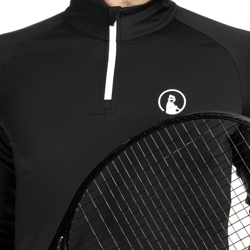Big Serve 1/4 Zip Longsleeve Herren-Schwarz,Weiß