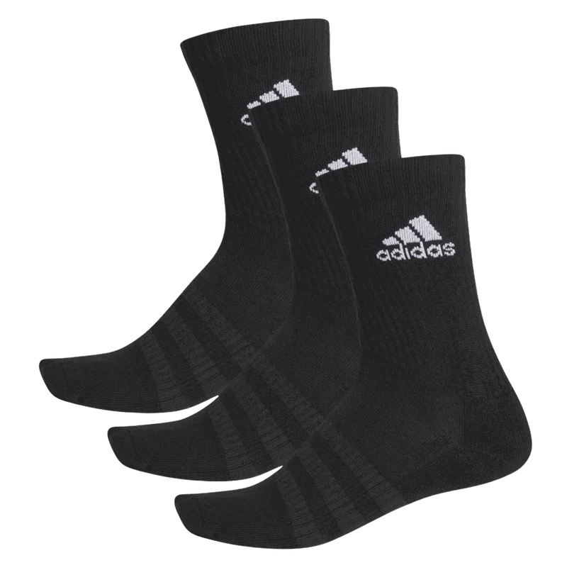 Adidas Cushioned Crew Socks (3-Pack, Black)