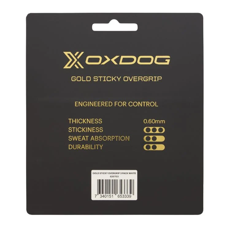 Oxdog Padel Overgrip Gold Sticky 3 Pack Wit