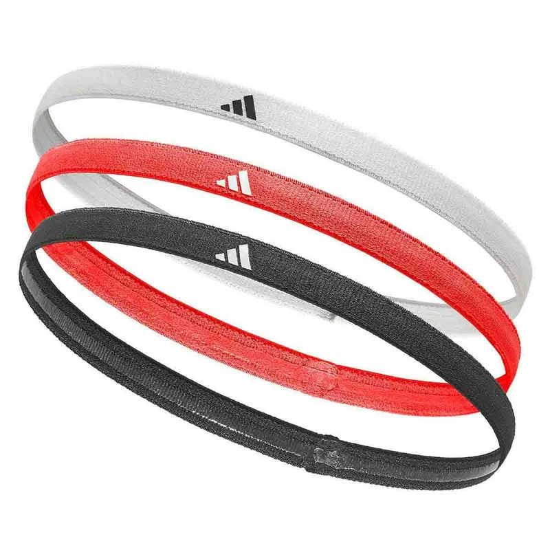 Adidas Hairbands (3-Pack, Black/White/Solar Red)
