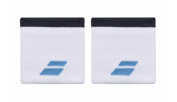 Babolat Logo Wristbands (2-pack, White/Drive Blue)
