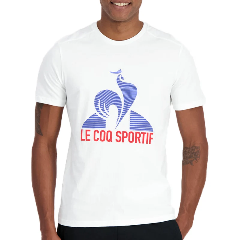 Le Coq Sportif Graphic Tennis Fanwear T-Shirt (Mens) - White/Rouge Electric/Blue