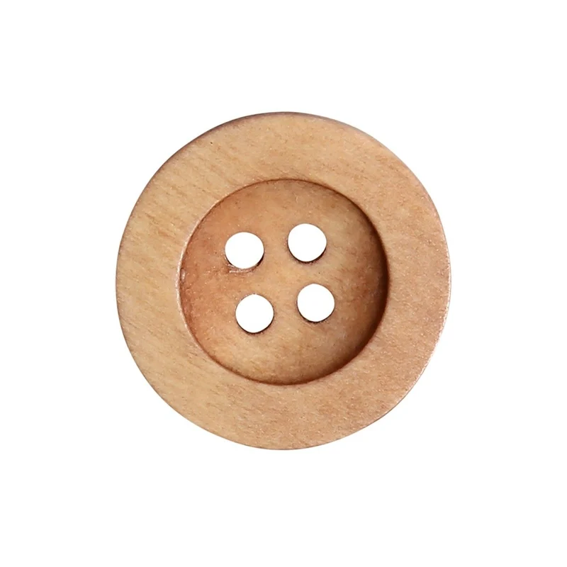 Holzknöpfe - Round Groove - Hell