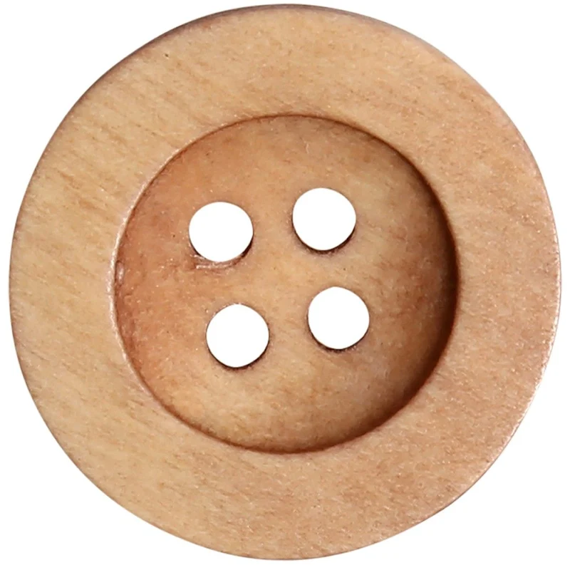 Holzknöpfe - Round Groove - Hell