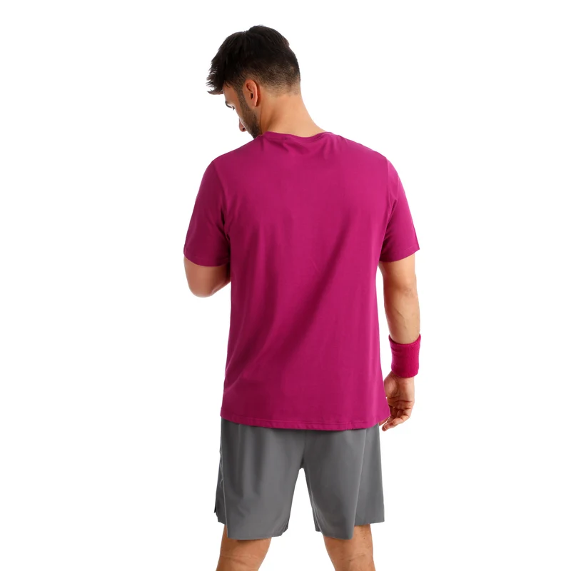 Trainings T-Shirt Herren-berry, weiß