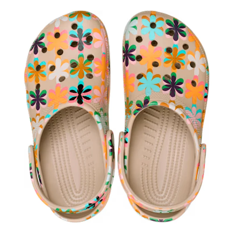 Classic Graphic Clog Badelatschen Damen - beige, mehrfarbig