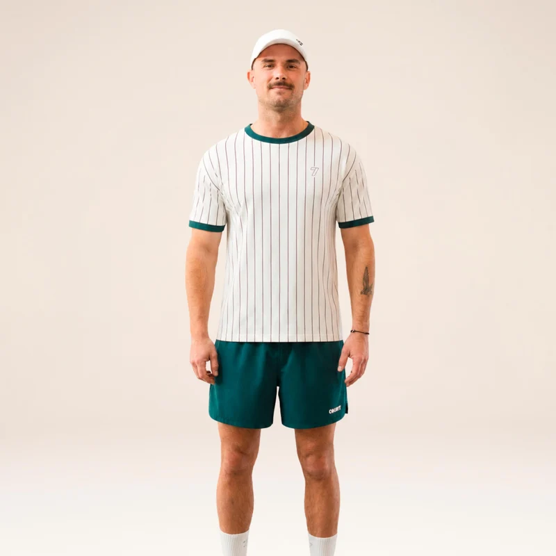 AD-IN Stripes 2.0 T-Shirt Unisex - offwhite, dunkelgrün