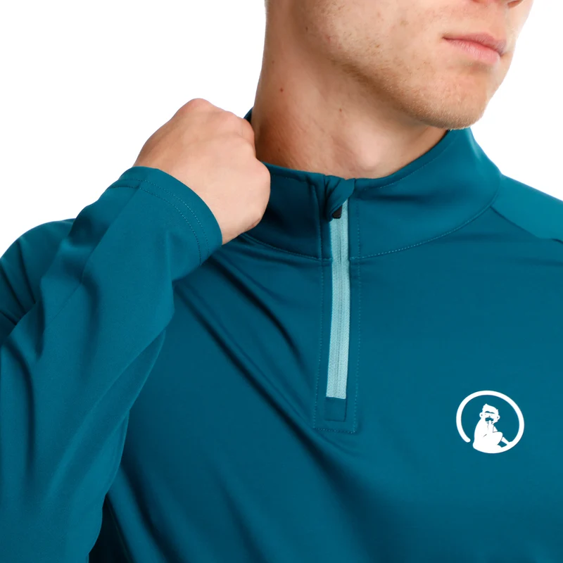 Create Big Serve 1/4 Zip Longsleeve Herren-Petrol,Weiß