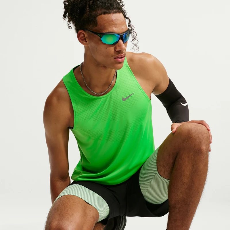 Stride Laufshirt Herren - grün, silber