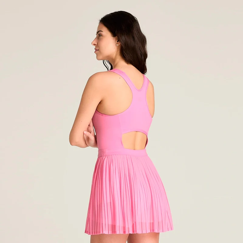 Pleated Mesh Kleid Damen-rosa