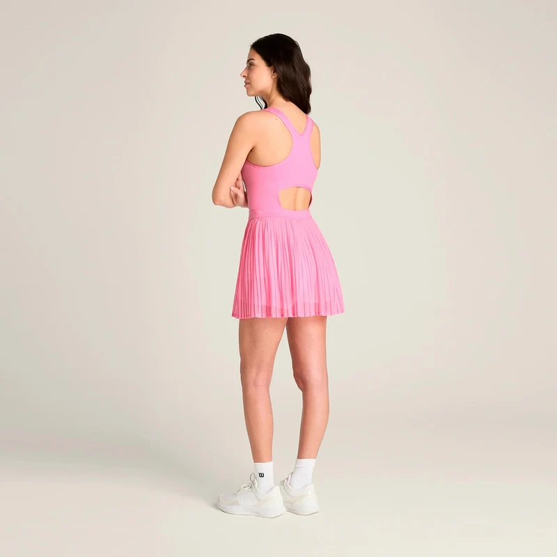 Pleated Mesh Kleid Damen-rosa