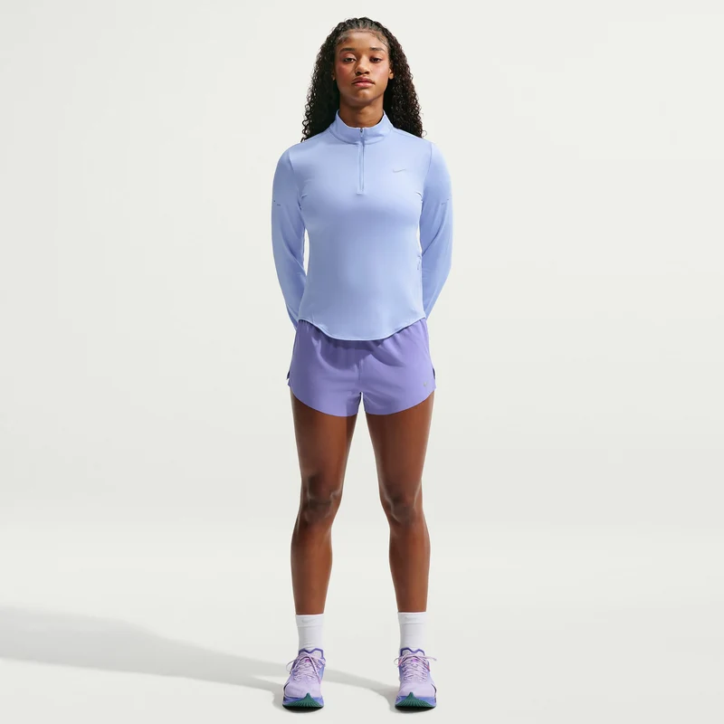 Swift Half-Zip Laufshirt Damen - hellblau, silber