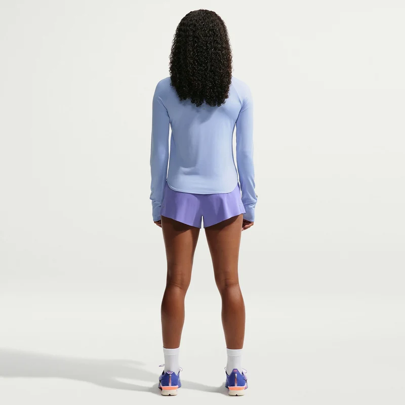 Swift Half-Zip Laufshirt Damen - hellblau, silber