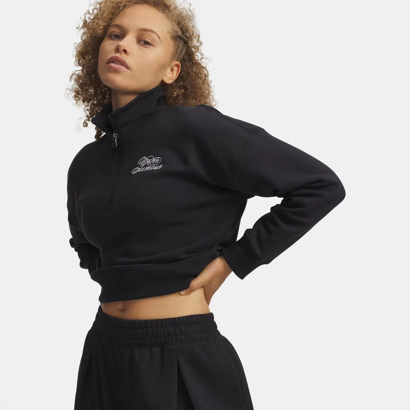 Rival Fleece Script Halfzip Sweatshirt Damen - schwarz, weiß