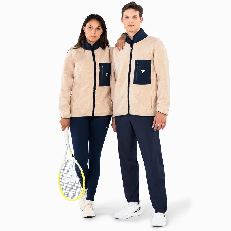 Sherpa Trainingsjacke Unisex - beige, dunkelblau