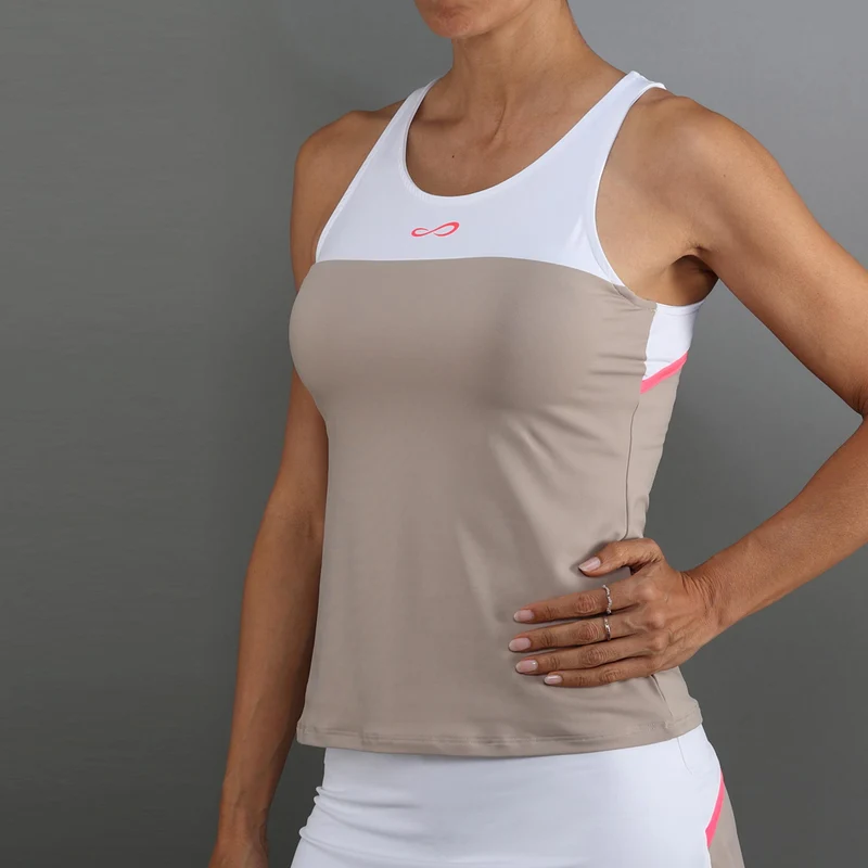 Bloom Tank-Top Damen-beige, weiß