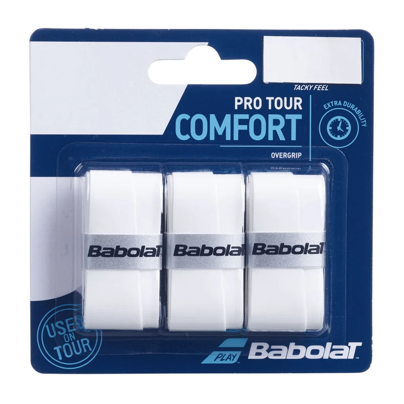 Babolat Pro Tour Overgrip (White, 3 pack)