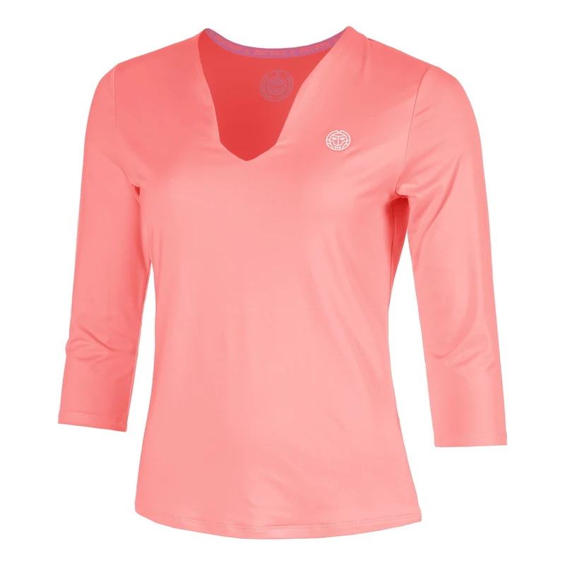 Out of Control V-Neck Longsleeve Damen-pink, weiß