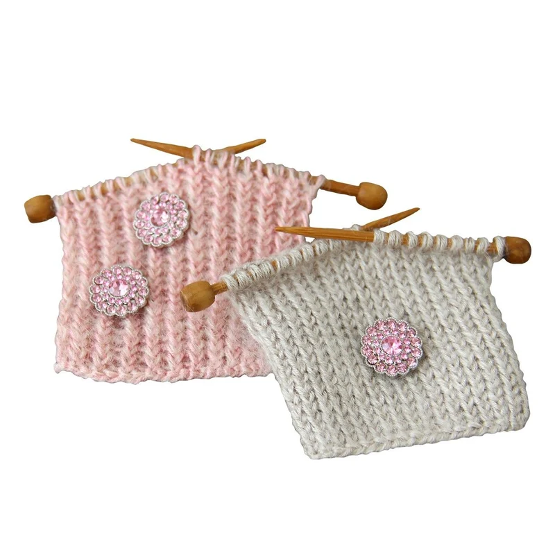 Glitzerknöpfe - Kleine Steine - Pink - 4 Stk