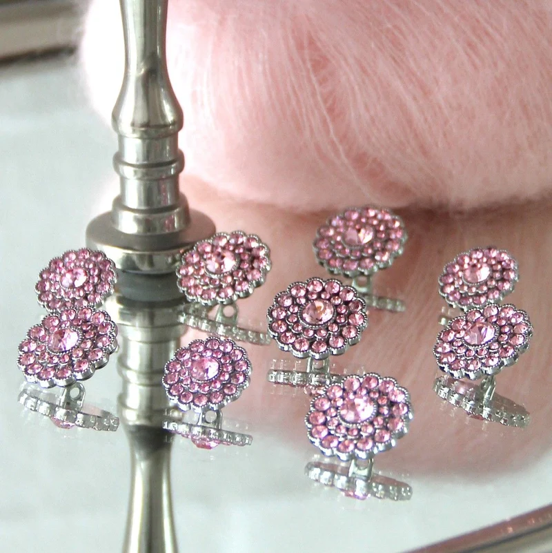 Glitzerknöpfe - Kleine Steine - Pink - 4 Stk